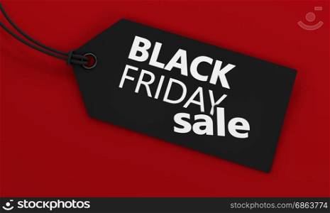 Black friday thanksgiving day and Christmas shopping sale price tag on red background concept 3d illustration.