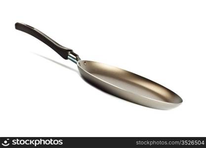 black frying pan rear view isolated on white