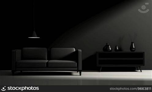 Black furniture, in the style of minimalist backgrounds.