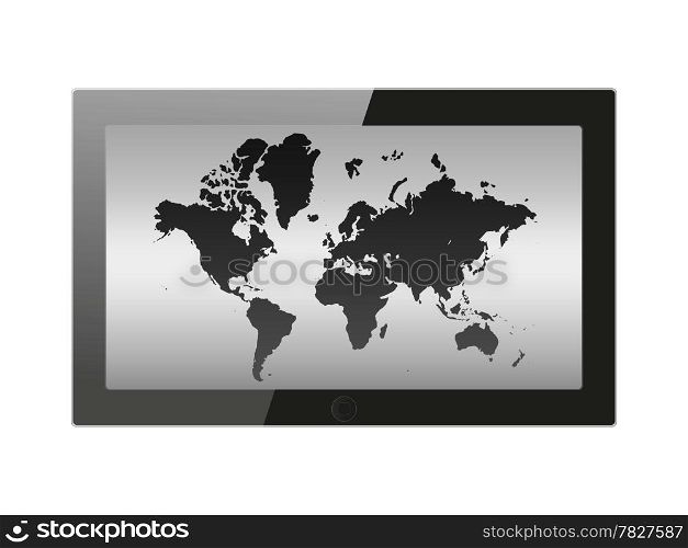 Black generic tablet pc on white background.