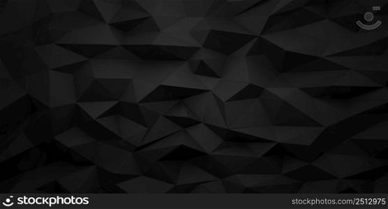 Black geometric or low poly wall background 3d render