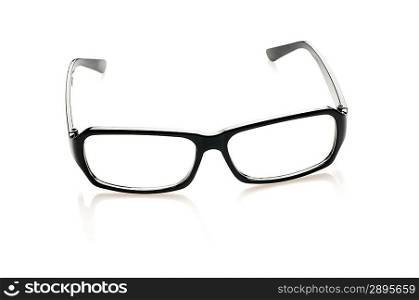 Black glasses over white background