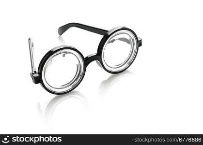 Black glasses over white background