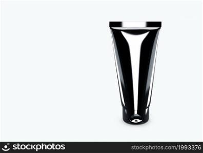 Black glossy scrub tube mockup isolated from background: scrub tube package design. Blank hygiene, medical, body or facial care template. 3d illustration