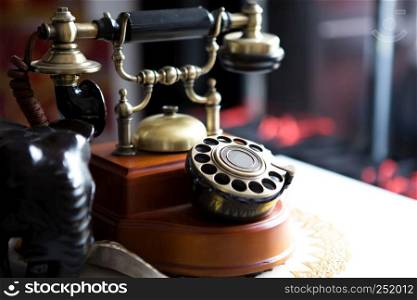 Black gold antique vintage telephone, abstract of communication