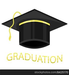Black Graduation Cap Icon on White Background.. Black Graduation Cap Icon on White Background