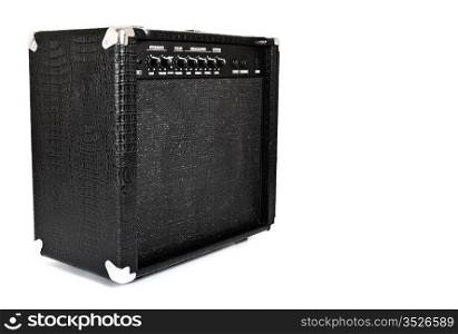 black guitar amplifier isolated on white