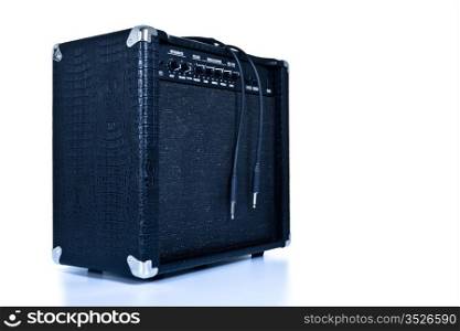 black guitar amplifier isolated on white, tinted
