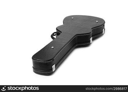 Black guitar case isolated on the white