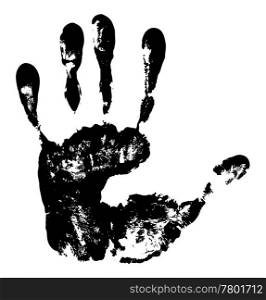 Black handprint on white. Vector illustration. Vector handprint