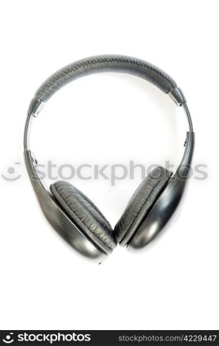 Black headphone on a white background