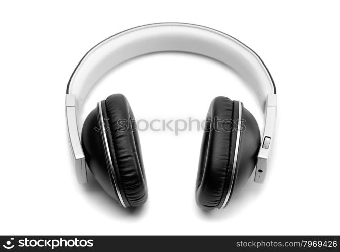 Black headphones isolated on a white background