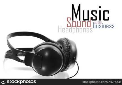 black headphones isolated on white background