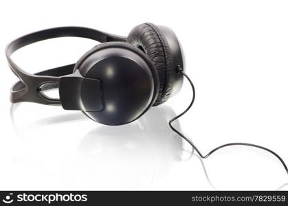 black headphones isolated on white background