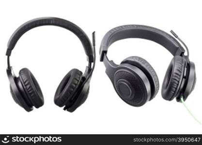 Black headphones with clipping path.
