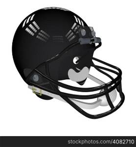 Black helmet for american football, isolated over white, 3d render