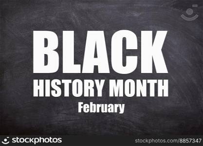 Black history month and February text in black background. Black history month.