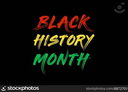 Black History Month illustration and black history month color text with black background.