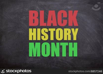 Black history month text with a black background. Black history month.