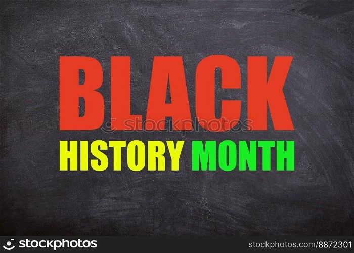 Black history month text with blackboard background. This video is about Black history month.