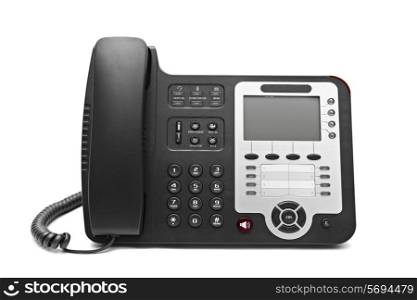 Black IP office phone isolated on white background