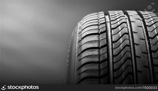 black isolation rubber tire, on the grey backgrounds