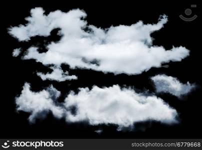 Black isoltaed exctracted clouds. Set of clouds