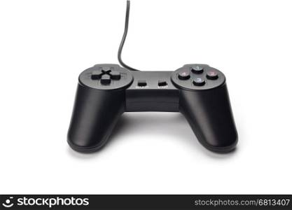 black joystick for gamer isolated on white background