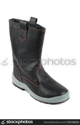 Black kersey boots on a white background.