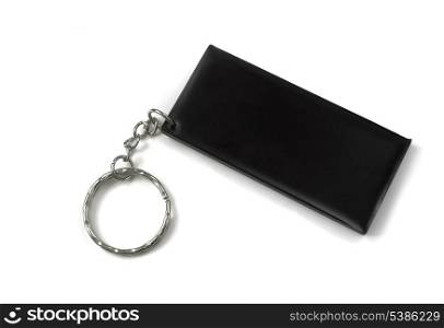 Black keychain with space for text isolated on white