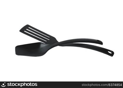 Black kitchenware on white background