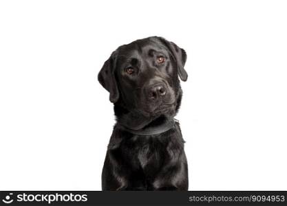 Black Labrodor retriever dog isolated on white background