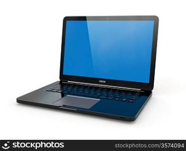 Black laptop on white background. Three-dimensional image.