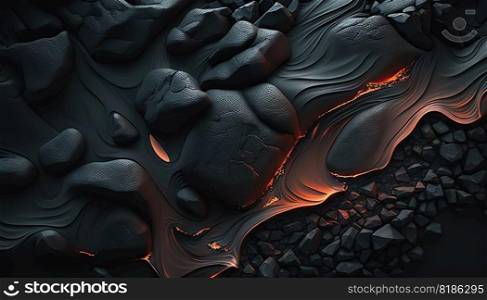 Black lava rock texture. Dark stone surface texture. Generative AI.. Black lava rock texture. Dark stone surface texture. Generative AI