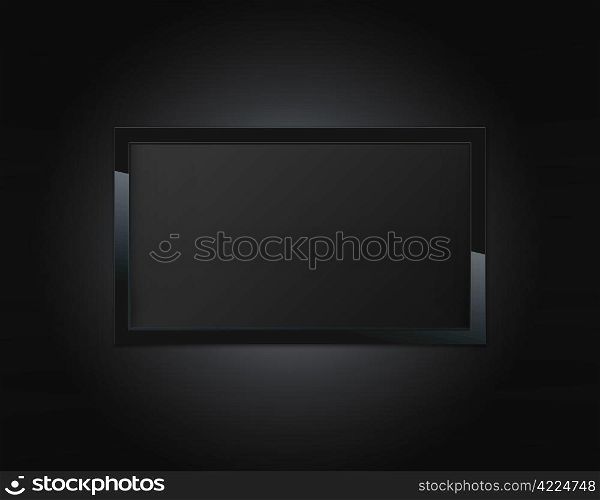 Black LCD tv screen hanging on a wall