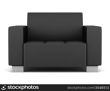 black leather armchair isolated on white background