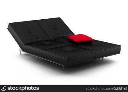 black leather bed isolated on white background