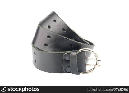 black leather belt isolated on white background