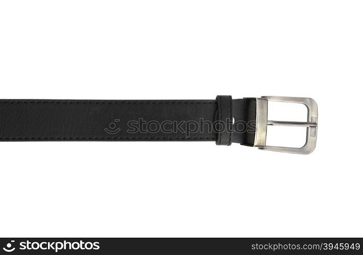 black leather belt isolated on white background (with clipping path)