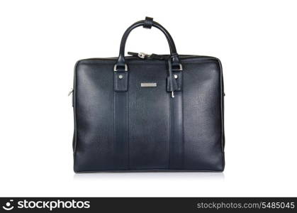 Black leather briefcase isolated on the white