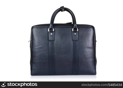 Black leather briefcase isolated on the white