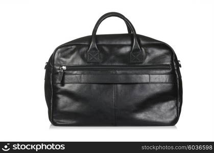 Black leather briefcase isolated on the white