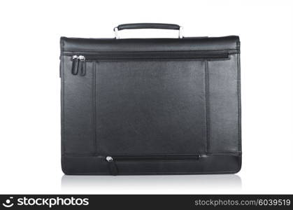 Black leather briefcase isolated on the white