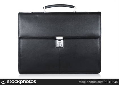 Black leather briefcase isolated on the white