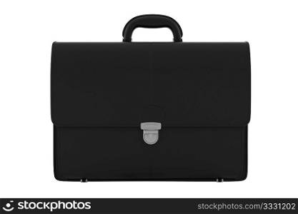 black leather briefcase isolated on white background