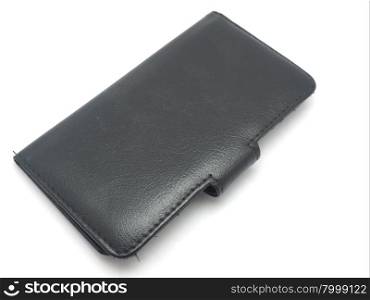 Black Leather Case for the mobile phone on a white background