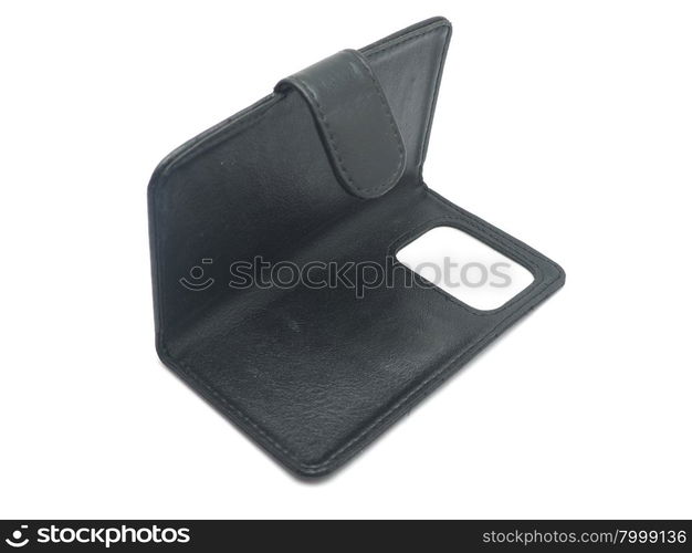 Black Leather Case for the mobile phone on a white background