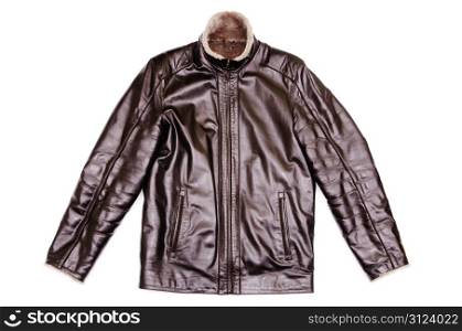 black leather jacket isolated on white background