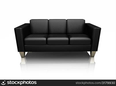 Black leather settee