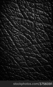 Black leather texture or background. Close up, top view